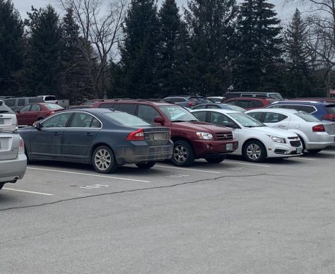 The PA parking lot is nothing short of a nightmare opines staff-writer Emily Polsin (photo by author).  