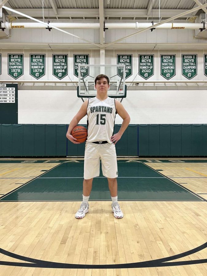 Senior Cooper Gilman finishes his high school career as a varsity basketball player.