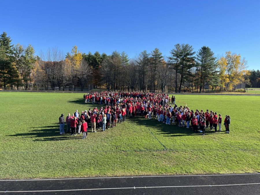 The PA community gathered on the football field on Oct. 27 as a Blackhawk helicopter flew overhead and snapped a picture.