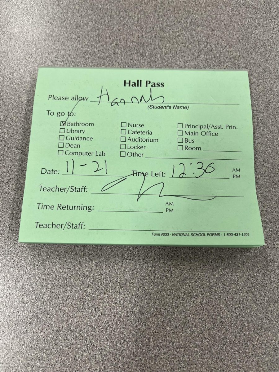 Students are now required to carry hall passes issued in the main office and signed by classroom teachers.